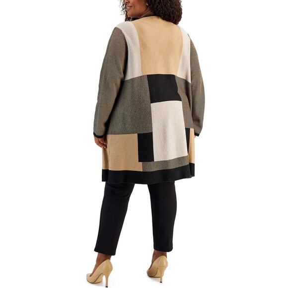 KASPER Plus Striped Midi Cardigan Sweater NWT - Picture 2 of 4